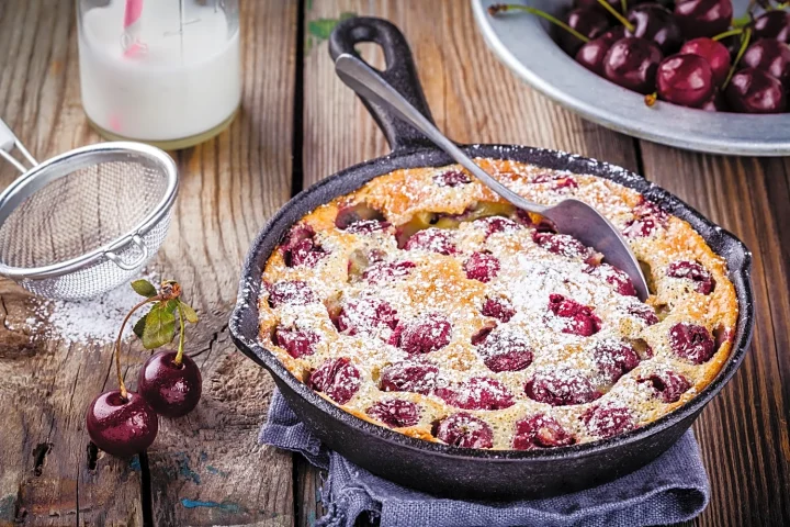 A delicious recipe for bourbon-infused cherry clafoutis
